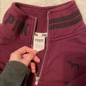 Victoria’s Secret PINK burgundy 3/4 zip sweater
